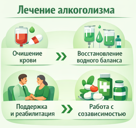 лечение алкоголизма в Кусе этапы
